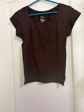 Merona Brown Scoop Neck Cap Sleeve Top